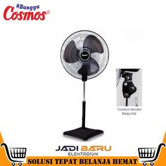 an electric fan is on display in front of a white background with the words jadi baru written below it