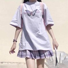 Korean Fashion Aesthetic, Grunge Tops, Fashion Aesthetic Outfits, Clothes Grunge, Sunglasses Cute, Harajuku Clothes, Mum Jeans, Purple Outfits, Kawaii Fashion Outfits