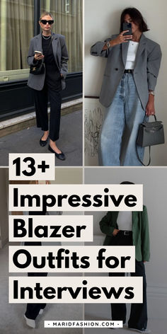 Struggling to find the perfect stylish work attire for your interview? These 13+ blazer outfits will help you look polished and professional, from a trendy interview outfit to classy business outfits. Save this pin for a collection of blazer outfits casual and business professional outfits to try for your next interview! Outfits For Interviews, Trendy Blazer Outfits, Work Blazer Outfit, Classy Business Outfits, Outfits To Try, Blazer Outfits Casual