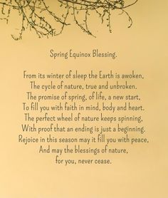 a poem written in the language spring equinx blessing on a white paper background