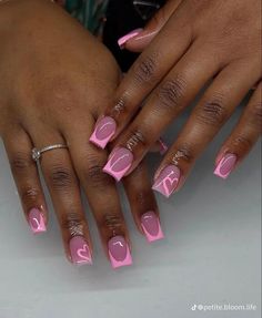 Short Pink Nails, Girly Acrylic, Acrylic Toe Nails, Colored Acrylic Nails, French Tip Acrylic Nails, French Acrylic Nails, Short Square Acrylic Nails, Acrylic Nails Coffin Pink