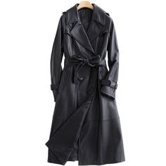 LAUTARO Women's Fashion Premium Quality Long Black Leather Trench Coat Black Leather Trench Coat, Leather Coat Jacket, Elegant Coats, Coat For Women, Leather Trench, Plus Size Outerwear, England Fashion, Leather Trench Coat, Style Noir