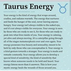 an article about taurus energy with the words taurus energy written in blue and white