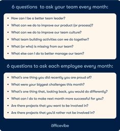 three questions to ask your team every month, which one is the most important?