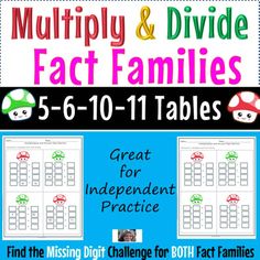 multiply and divide fact families 5 - 6 - 11 tables