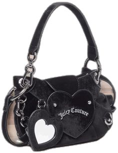 Juicy Bag Y2k, Y2k Black Bag With Zipper Closure, Black Gothic Bag With Hardware, Gothic Black Bag With Zipper Closure, Juicy Couture Handbags, Juicy Couture Bags Black, Juicy Couture Purse, Label Tag, Black Mirror