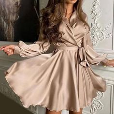 Nightclub Dress, Chique Outfit, Mode Kimono, Gaun Fashion, Elegant Party Dresses, Bridal Party Dresses, Maxi Robes, Khaki Dress, Satin Mini Dress