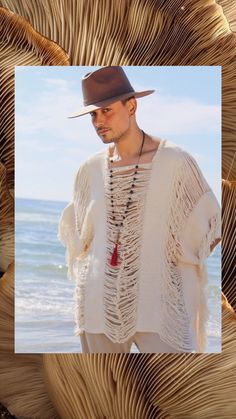 If you want to order but are not sure it will arrive in time for your trip, me and my team also deliver some items in Tulum and Playa del Carmen. If you need express shipping send me a message to check custom express shipping rates. Oversized fit hand knit raw cotton unisex poncho, inspired by life on the caribbean so comfortable for the skin and movement, ideal for those really hot days where you wish for a fabric that lets the air pass through. Onesize Care Instructions : Dry Cleaning Fausto B Tulum Vibes Outfit, Tulum Fits, Outfit Tulum, Boho Clothing Men, Tulum Outfits, Caribbean Fashion, Kimono Outfits, Festival Outfits Men, Vibes Outfit