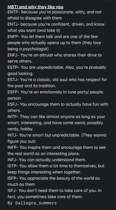 Mbti Quotes, Mysterious Personality, Enfj When They Have A Crush, Mbti Crush, Mbti Scenarios, Best Mbti Ships, Isfp Crush, Mbti Love, Mbti Crushing