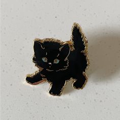 Black Kitty Enamel Pin New New, Unused Gold Plated 1 Back Post With Rubber Closure 1” Size Black Kitty, Ar Accessories, Source Unknown, Cute Pins, Cat Pin, Blush Makeup, Key Card Holder, Fit N Flare Dress, New New