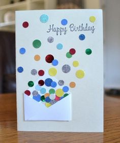 a happy birthday card with confetti on it