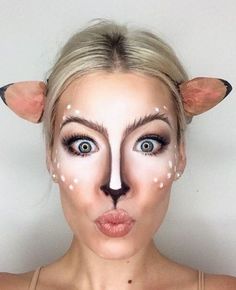 The best Halloween makeup ideas: from a wide-eyed doe to skeletons Deer Makeup Halloween, Best Halloween Makeup, Christmas Party Makeup, Deer Costume, Creepy Halloween Makeup, Cute Halloween Nails, Cool Halloween Makeup