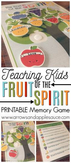 an apple tree with the words teaching kids fruit of the spirit printable memory game