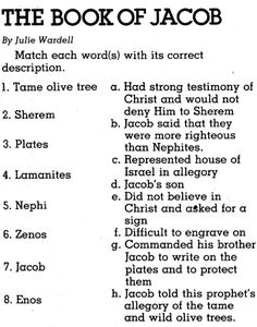 the book of jacob is shown in black and white, with words on it