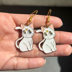 Brand New Multiple Pairs Very Cute Not Heavy Hypoallergenic Cute White Cat Ears Jewelry, White Cat Design Jewelry With Cat Ears, White Cat Design Earrings, Sailor Moon Cat, Cat Moon, Moon Cat, Animal Earrings, Cat Earrings, Lovely Shop