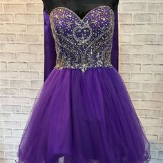 Sweetheart, Dress And Jeweled Bodice Short Dress. Purple Size Large. Purple Dress Short Formal, Purple Dress Short, Bright Pink Mini Dress, Boho Wrap Dress, Monica Dress, Mesh Cocktail Dress, 16 Dresses, Ribbed Mini Dress, Sweetheart Dress