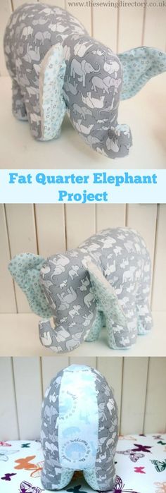 Sew this adorable soft toy elephant with 4 fat quarters of fabric #fatquarterproject #softtoyproject Toy Elephant, Elephant Toy, Animal Sewing Patterns, Sewing Stuffed Animals, Trendy Sewing, Baby Sewing Projects, Fabric Toys