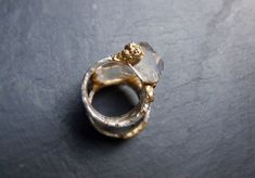 Talisman Ring Silver Ring With Herkimer Diamond in Gold-plated Setting - Etsy Artisan Rings, Quartz Crystals, Herkimer Diamond, Ring Silver, Plate Sets, Precious Metals, Quartz Crystal, Diamond Engagement, Silver Ring