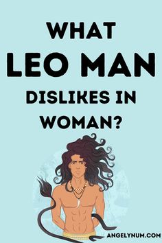 a man with long hair sitting on top of a blue background and the words what leo man