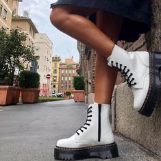 #ad Top Seller for Dr. Martens Women's Jadon Platform Quad Retro White Smooth Leather, Fashion Women's Shoes Jadon Platform Boots, Red Doc Martens, Doc Martens Outfits, White Doc Martens, Dr Martens Outfit, Doc Martens Style, Doc Marten Boot, Dr Martens Jadon, Doc Martens Outfit