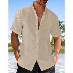 Season:Summer; Fabric:Cotton And Linen; Sleeve Length:Short Sleeve; Look After Me:Washable,Wet and Dry Cleaning; Gender:Men's; Style:Fashion,Comfortable; Tops Type:Band Collar Shirt,Beach Wear,Summer Shirt,Guayabera Shirt,Linen Shirt,Casual Shirt,Button Up Shirt; Occasion:Streetwear,Hawaiian,Casual,Daily,Holiday,Vacation; Pattern:Plain; Neckline:Stand Collar; Listing Date:03/28/2023; Bust:; Length:; Shoulder Width:; Sleeve: Summer Button-up Shirt With Buttons, Casual Collar Beach Shirt With Buttons, Casual Collar Shirt With Buttons For Beach, Summer Casual Collar Short Sleeve Shirt With Buttons, Casual Collar Camp Shirt With Buttons For Vacation, Summer Shirt With Casual Collar And Buttons, Short Sleeve Shirt With Buttons For Beach Season, Vacation Camp Shirt With Casual Collar, White Solid Color Beach Shirt