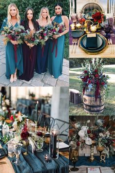 a collage of different pictures with flowers and candles