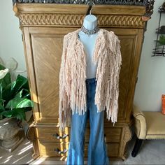 Pinkish Nude Yarn Fringe Tassel Open Knit Jacket Likenew Condition Sheinell Yarn Type Tassels Very Chic And Cool Knit Like Fringe And Tassels Sweater Or Jacket Size L Yarn Fringe, Tassel Fringe, Open Knit, Knit Jacket, Tassels, Forever 21, Jackets & Coats, Jackets For Women, Yarn