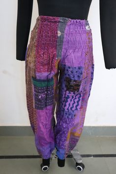 This pants are very comfortable for travelling or yoga or many other activities.its is unisex pants made of cotton fabric with elastic and two front pockets. length-40 inches waist-40 inches elastic-band length- 2 inches Hippie Cotton Yoga Pants With Elastic Waistband, Purple Cotton Patchwork Bottoms, Purple Patchwork Cotton Bottoms, Festival Cotton Patchwork Harem Pants, Festival Patchwork Cotton Harem Pants, Cotton Patchwork Harem Pants For Festival, Purple Cotton Harem Pants With Elastic Waistband, Bohemian Cotton Yoga Pants With Pockets, Purple Cotton Pants For Festival