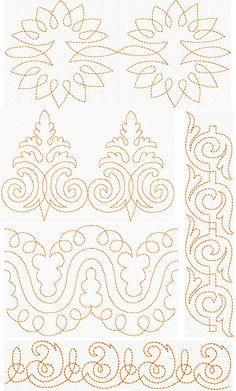 four different designs in orange and white, each with an intricate design on the side