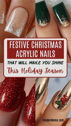 Nail Ideas Crismas, Christmas Ombre Nails Acrylic, Acrylic Xmas Nails, Classic Christmas Nails Simple, Square Nail Designs Christmas, Christmas Nails For Black Women, Christmas Nail Ideas Coffin, Christmas Nails Designs Holiday, Fall To Christmas Nails