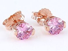 Bella Luce® pink diamond simulant 4.02ctw round, Eterno™ 18k rose gold over sterling silver earrings. Measures approximately 0.25" L x 0.31" W and have push backings. The diamond equivalent weight is 2.43ctw. Man Made Diamonds, Diamond Simulant, Broken Chain, Pink Gemstones, Pink Diamond, Cultured Pearls, 18k Rose Gold, Natural Crystals, Post Earrings