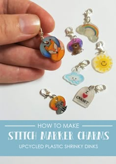 how to make stitch marker charms - upcycled plastic shrinky drinks bottle caps