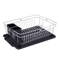 a dish rack with two dishes in it