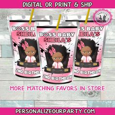 boss baby girl inspired juice pouch sticker Boss Baby Girl, Baby Girl Birthday Party, Baby Party Favors, Girl Birthday Party Favors, Juice Pouch, Girls Party Favors, Printed Stickers, Capri Sun