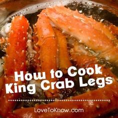 how to cook king crab legs in a skillet with text overlay that reads, how to cook king crab legs