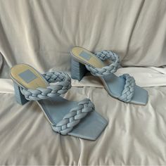 Dolce Vita Heel Sandals With Braided Straps Never Worn Baby Blue Shoes Are Not Marked With Size, But Are Likely A 7.5 (Based On Fit And Comparison To Other Shoes Owned) Light Blue Block Heel Beach Heels, Blue Wrapped Heel Beach Heels, Beach Blue Heels With Wrapped Heel, Light Blue Round Toe Heels For Beach, Light Blue High Heels For The Beach, Blue Padded Heel Heels For The Beach, Light Blue Open Heel Beach Heels, Light Blue Open Toe Heels For The Beach, Light Blue Open Toe Heels For Beach