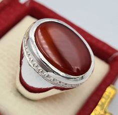 Natural Brown Red Yemeni Aqeeq Ring Beautiful Handmade Ring Design 925 Sterling Silver Ring Best Quality Agate Stone Used as you can guess by pictures Resizing is free. All ring sizes are available FedEx international shipping priority. We have fast delivery as you can guess by reviews Please contact if you have any query Benefits of Agate Stone! Agate is an excellent stone for rebalancing and harmonising body, mind and spirit. It cleanses and stabilises the aura, eliminating and transforming ne Silver Agate Signet Ring As Gift, Classic Agate Ring As A Gift, Classic Agate Ring As Gift, Silver Agate Signet Ring For Gift, Classic Agate Rings For Gifts, Classic Agate Signet Ring As Gift, Classic Agate Ring For Gift, Classic Agate Signet Ring For Gift, Round Agate Signet Ring Gift