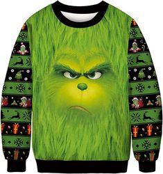 Introducing the Grinch Face Ugly Christmas Sweater, the perfect attire to make a bold statement this holiday season. Made with The Grinch Face, Grinch Sweater, Grinch Face, Christmas Memes, Hawaiian Shirt Women, Mickey Mouse Christmas, Disney Stars, The Grinch, Christmas Men