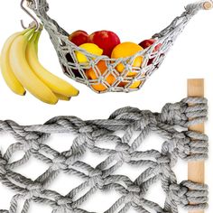 PRICES MAY VARY. SMALL KITCHEN? NO PROBLEM! – The HappiBox hanging fruit basket keeps your fruits and vegetables off the countertops, hanging neatly in it’s own fruit hammock with banana hook. COMPARE WITH THE REST – We sourced the best premium quality materials, including extra thick 100% cotton cord, and handmade the macrame in a modern boho style. The holes are less than 2 inches so the fruit will not fall through. AVOID BRUISING: This under cabinet storage for your favorite fruit or vegetabl Veggie Storage, Fruit Hammock, Hanging Fruit Basket, Produce Baskets, Potato Storage, Banana Holder, Europe Home, Storage For Kitchen, Hanging Fruit Baskets