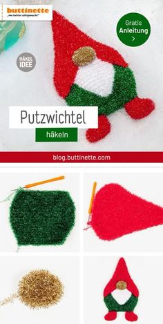 the instructions for how to make a felt christmas tree ornament with yarn and sequins