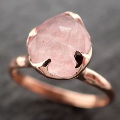 Fancy cut Morganite 14k Rose gold solitaire Pink Gemstone Cocktail Ring Statement Ring gemstone Jewelry by Angeline 2739 Vibrational Medicine, Rustic Texture, Minerals And Gemstones, Pink Gemstones, Ring Gemstone, Crystals Minerals, Cocktail Ring, Morganite, Pink Tourmaline