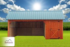 an image of a horse barn with the sun shining on it's roof and windows