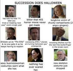 an image of some people in suits and ties with the caption that says succession does halloween