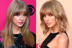 The Best Celebrity Bobs Before And After | BEAUTY/crew Hailey Bieber Hair Bangs, Hailey Bieber Fringe, Bob Haircut Hailey Bieber, Long Vs Short Hair Before And After, Haircut Before And After, Before And After Bangs, Bangs Before And After, Taylor Swift Shaggy Bob, Kate Moss Short Hair Bob