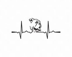 a dog sitting on top of a heartbeat line