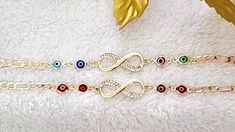 "Special for you. We offer free shipping with the purchase of 35 dollars or more! with First Class Mail (Not Priority Mail) 14k Gold Plated Infinity Evil Eye Bracelet, Brazalete Infinito Mal de Ojo Oro Laminado, Chapa de Oro, Special Mother's Day, Father's Day, Valentine's Day, Easter, Chrismas, or any holiday! Perfect Gift, Lowest Prices. Quick Details: Jewelry Type: Bracelets, Bangles Plating: Gold Plated Shape\\pattern: Bracelets Material: alloy Color: Gold Size: 7\" + extension 2\" The meani Infinity Necklace, Eye Bracelet, Evil Eye Bracelet, Pandora Bracelet, Shape Pattern, Charm Bracelets, Shape Patterns, Infinity Bracelet, Cleaning Clothes