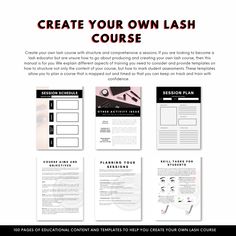 a flyer with the words create your own flash course in black, white and pink