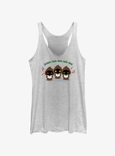 50% Polyester  25% Rayon  25% CottonWash cold; dry lowImportedListed in junior's sizesDesigned with raw-edge hems Star Wars Jawa, Womens Tank Top, Tank Girl, Girl Top, Raw Edge, Hot Topic, Womens Tank, Tank Tops Women, Star Wars