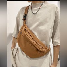 New No Tags Hong Kong Style, Adjustable Bag, Word Wrap, Waist Bags, Bum Bag, Waist Bag, Color Khaki, Sling Bag, Canvas Bag