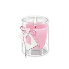 a pink candle with a tag on it and a bow around the edge that says, i love you